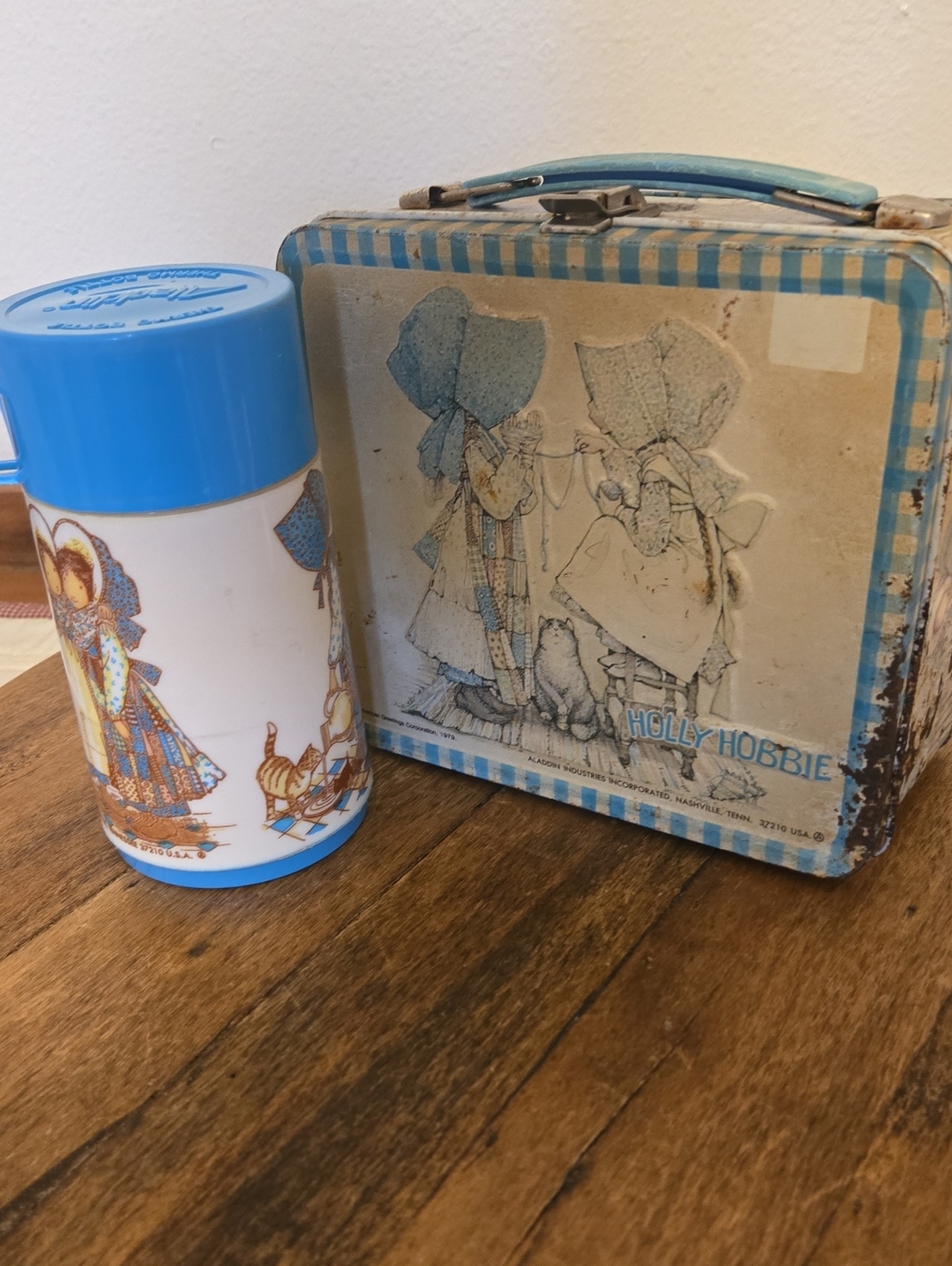 Holly Hobbie Vintage Tin Lunchbox with Blue Thermos